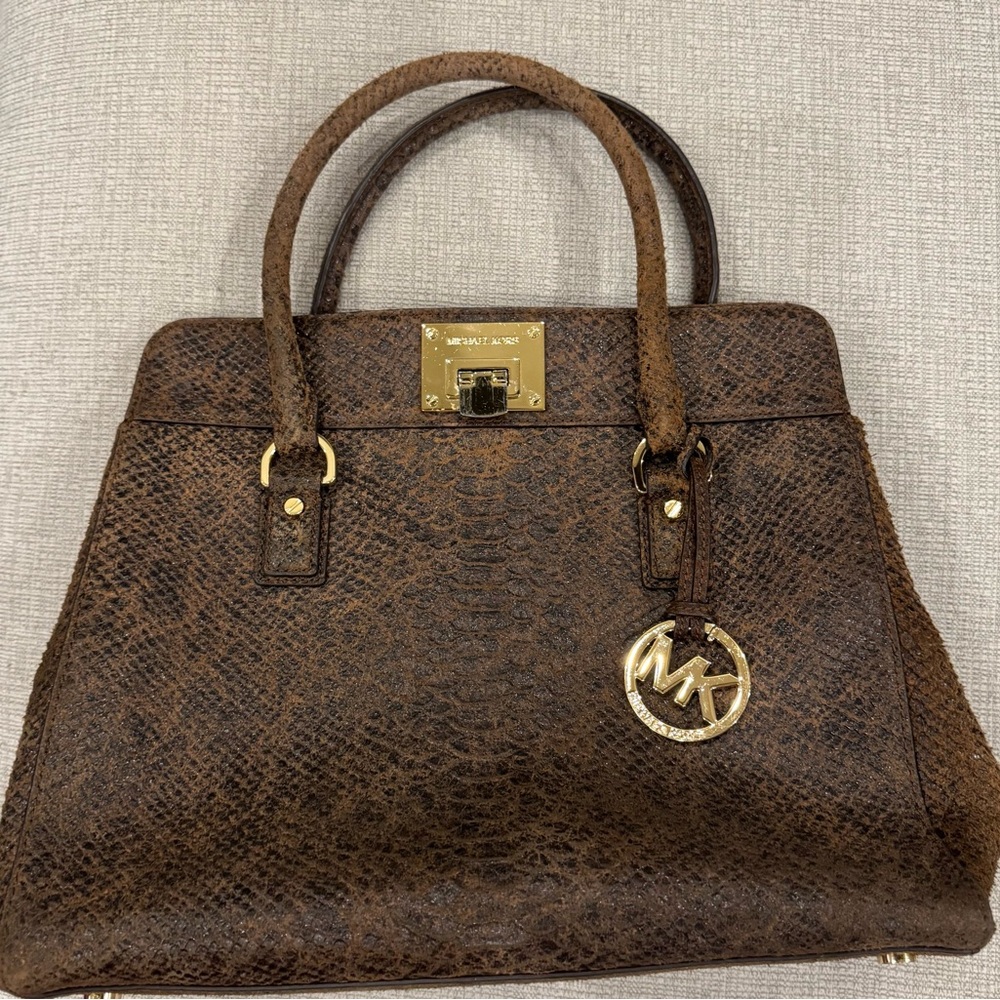 Michael Kors Python Snakeskin Leather Satchel - image 1